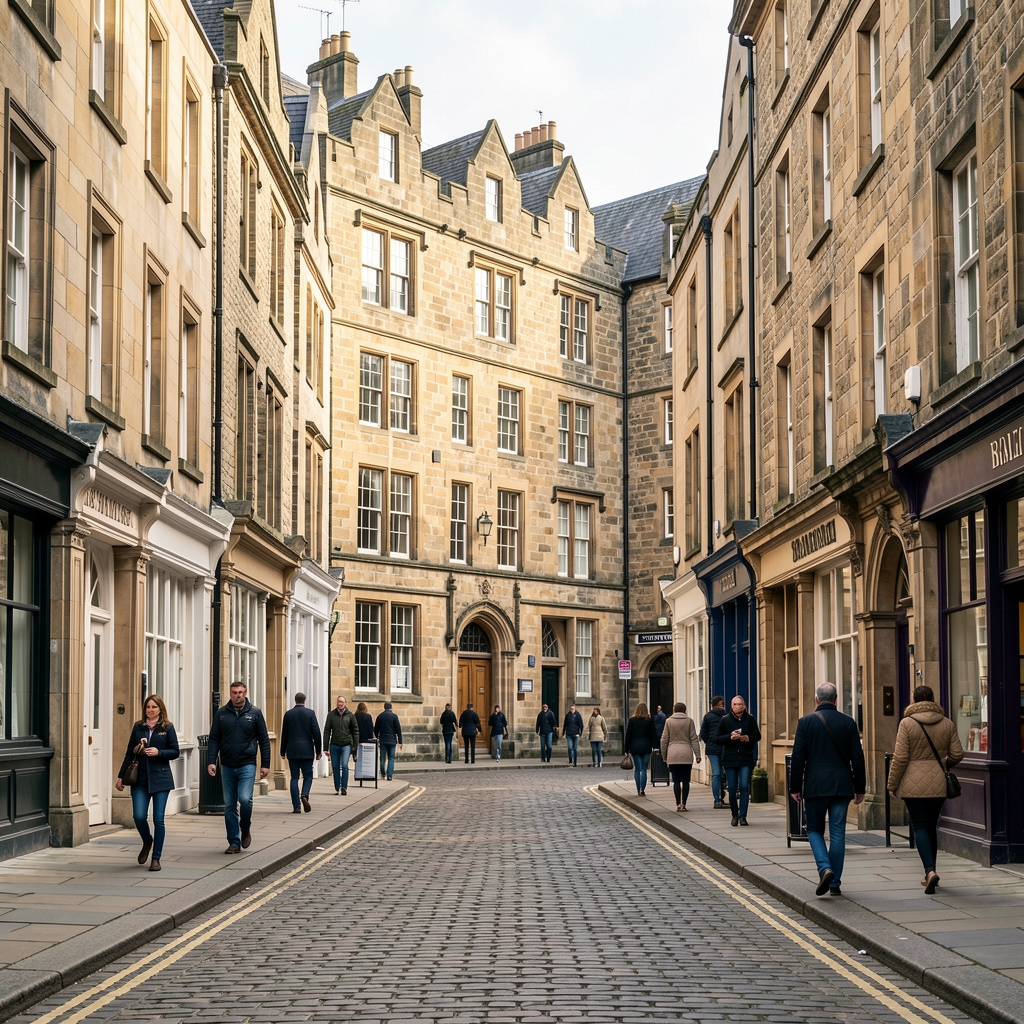 Bristol city street near Corn Street with historic stone buildings and pedestrians — Kaltvel editorial